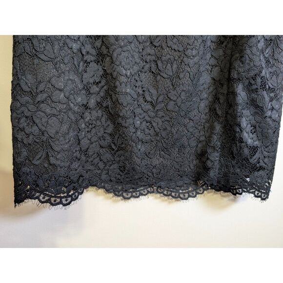 Talbots Black Floral Lace Pencil Skirt Size 16 Preppy Coquette Romantic - Picture 8 of 9